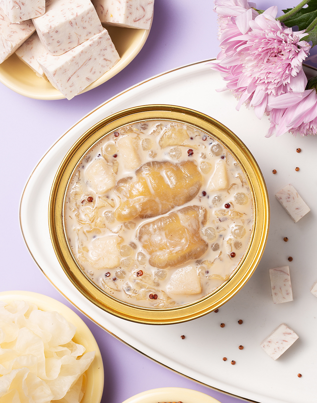 Fish Gelatin with Taro and Soy Milk